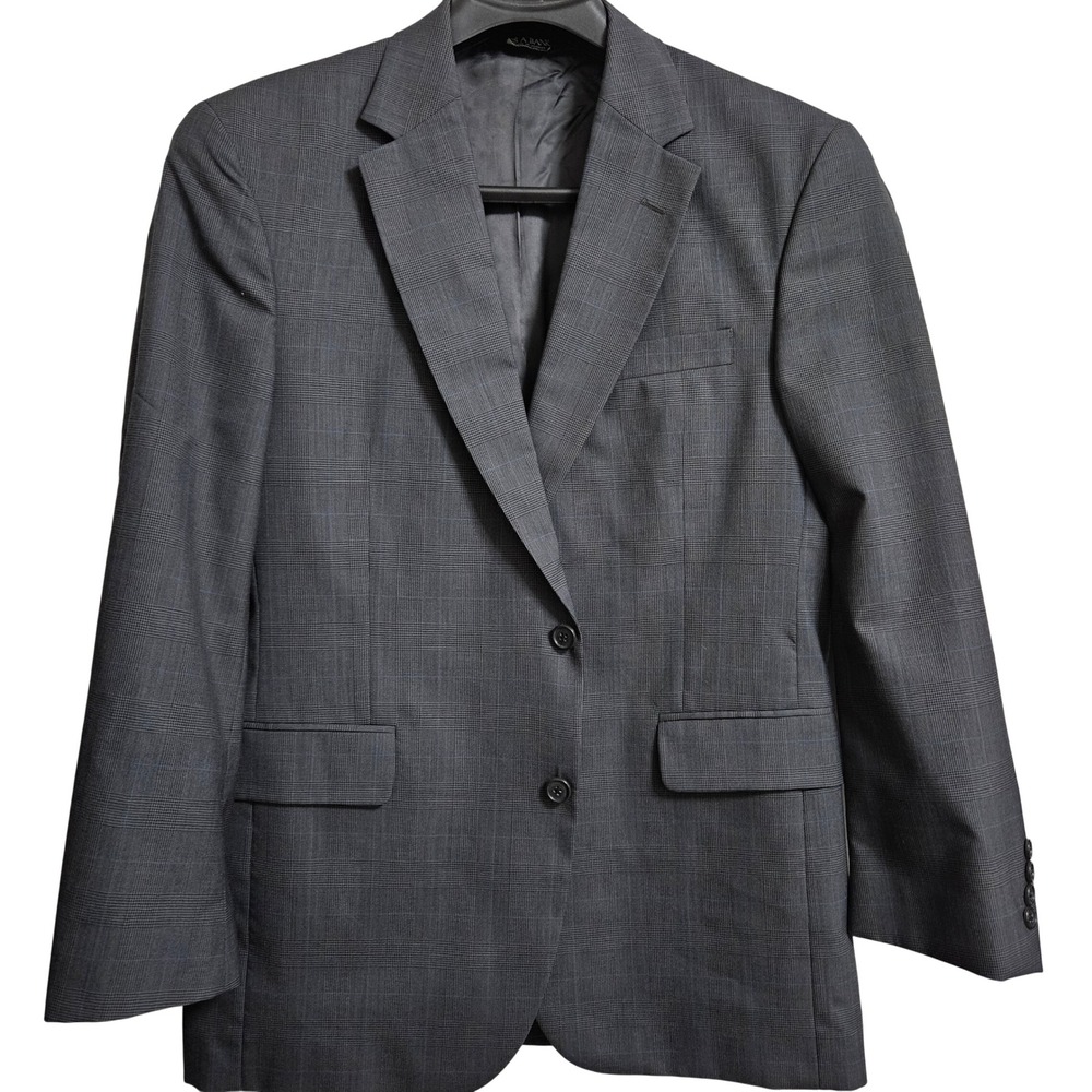 Jos. A. Bank Blazer Men 41R Grey Glen Plaid Worsted Wool 2-Button Suit Jacket